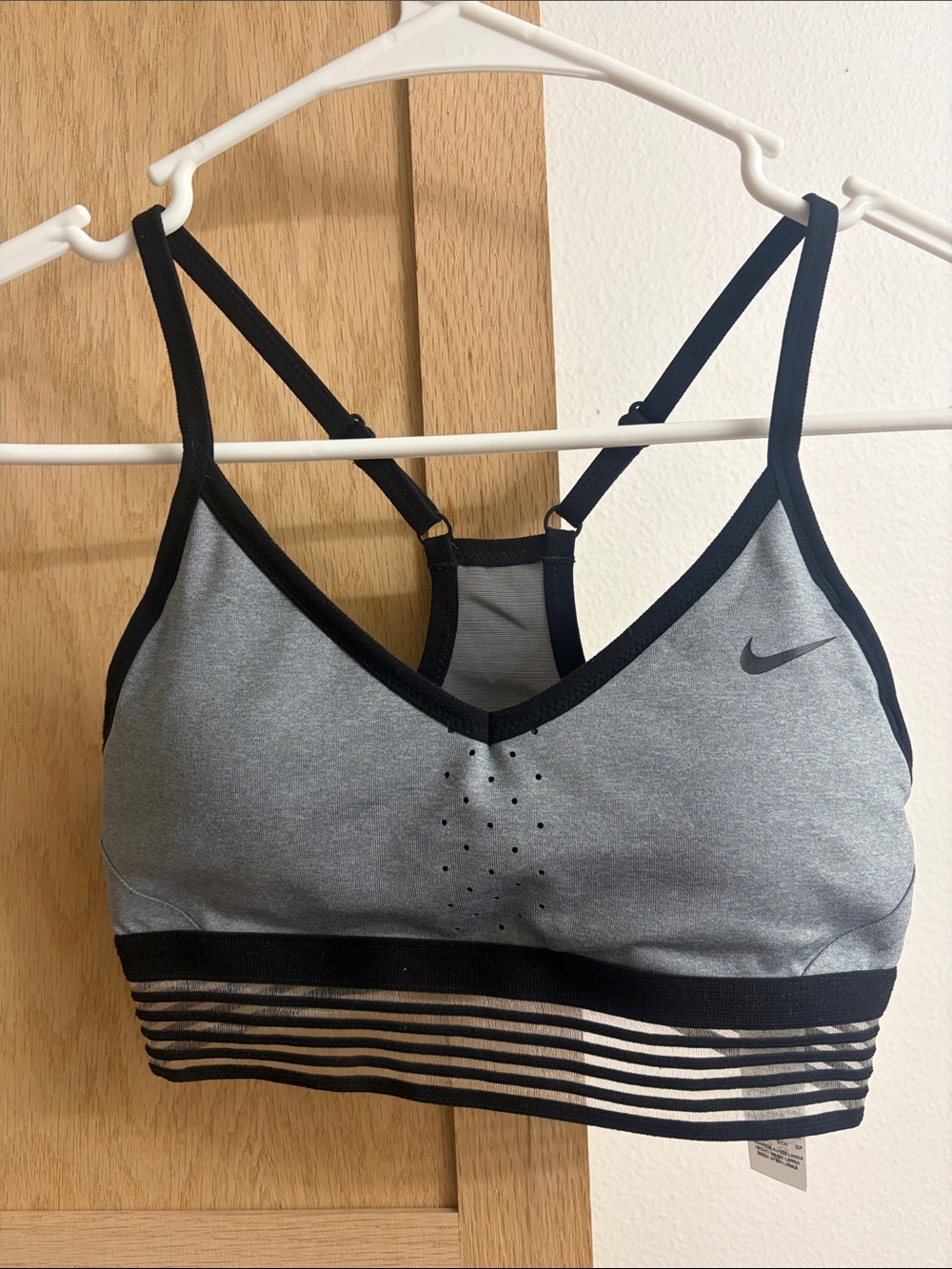 Nike Grey and Black Strappy Medium-Impact Sports Bra (size XS)